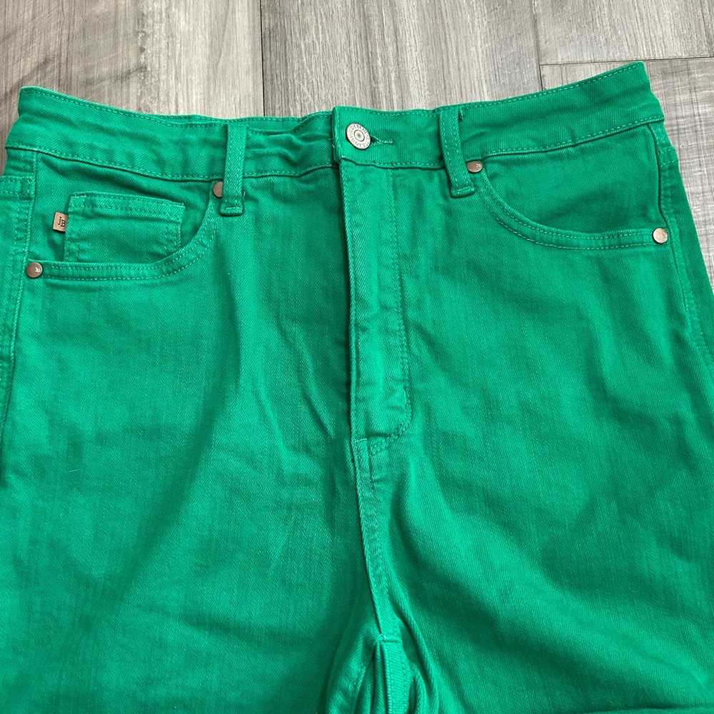 Judy Blue High-Waist Emerald Green Rolled Hem Shorts - Picture 3 of 10